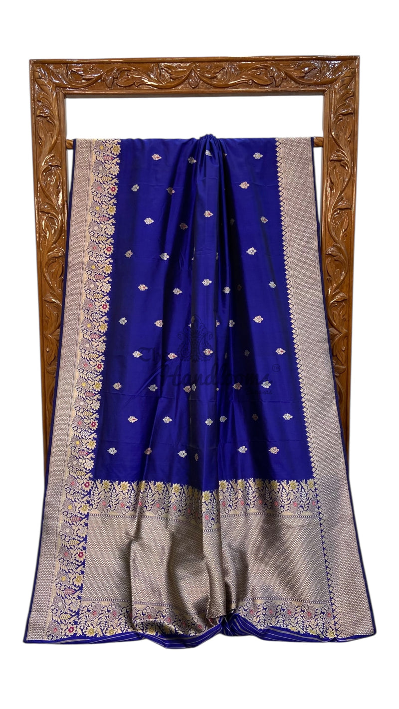 Pure Katan Silk Banarasi Handloom Saree - All over Kadua motifs With Meenakari - The Handlooms