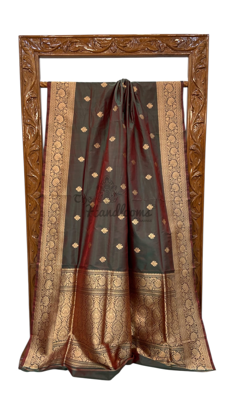Pure Katan Silk Banarasi Handloom Saree - All over Kadua motifs - The Handlooms