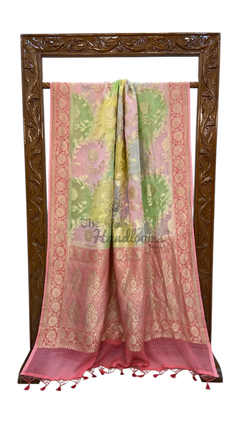 Rangkat Pure Khaddi Georgette Handloom Banarasi Saree - The Handlooms
