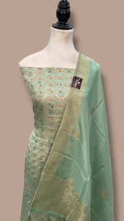 Chanderi Cotton Banarasi Dress material - Georgette Dupatta - The Handlooms