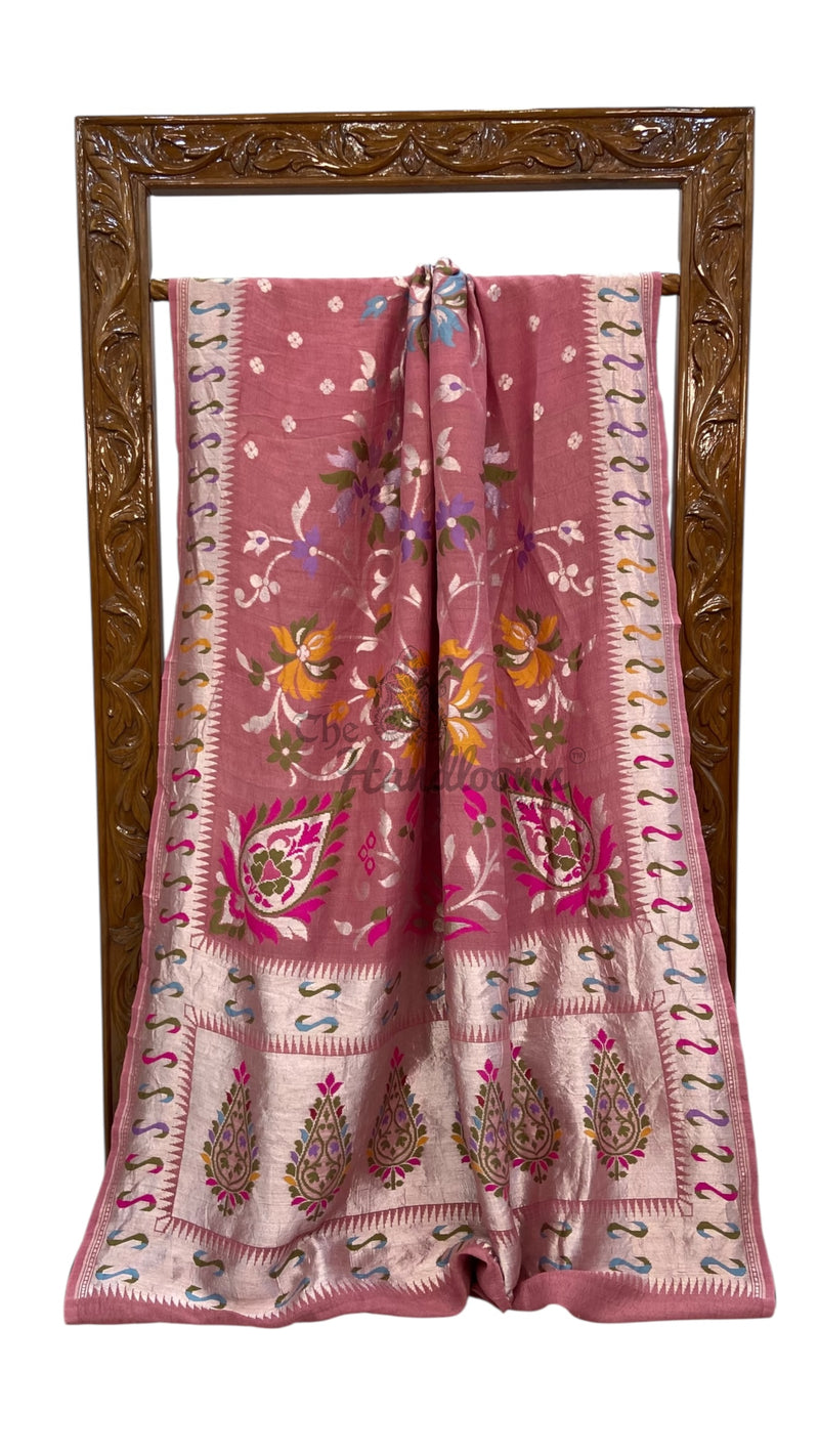 Pure Tussar Georgette Brocade Handloom Banarasi Saree - The Handlooms