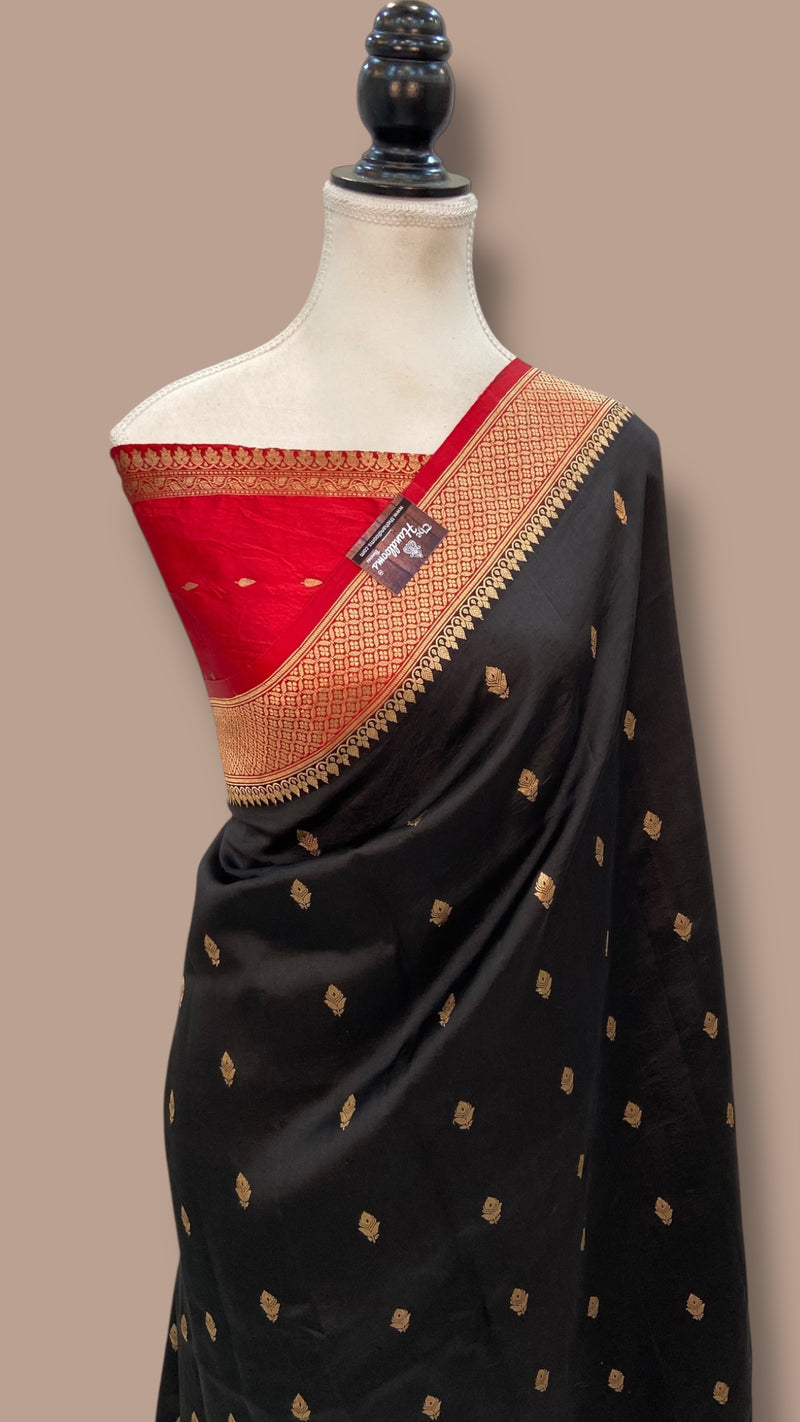 Pure Katan Silk Banarasi Handloom Saree - All over Kadua motifs - The Handlooms