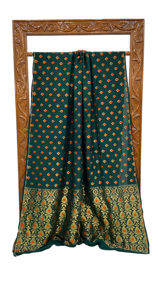 Moonga Georgette Handloom Banarasi Saree - All Over Jaal Work With Meenakari - The Handlooms