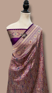 Regal Pure Katan Silk Banarasi Saree – Handwoven Tanchui Brocade with Meenakari Work - The Handlooms