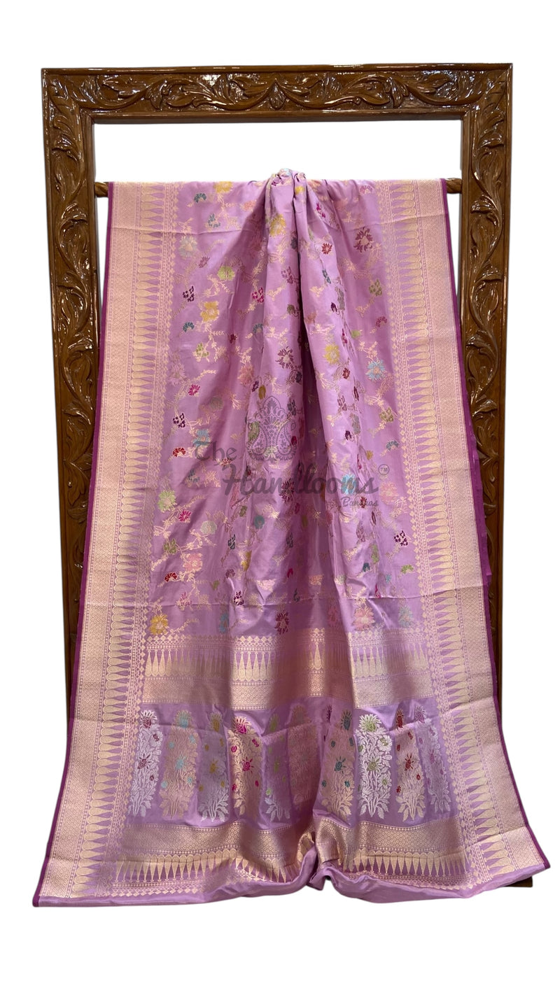 Ektara Pure Katan Silk Banarasi Handloom Saree - All over kadiyal Jaal work - The Handlooms