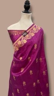 Pure Katan Silk Banarasi Handloom Saree - All over Kadua motifs - The Handlooms