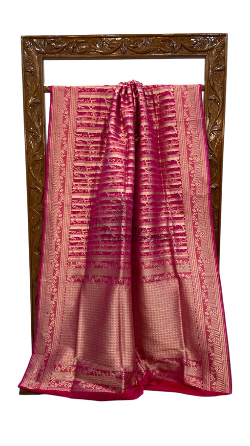 Midnight Forest Pure Katan Silk Banarasi Handloom Saree - All Over Jaal Work - The Handlooms