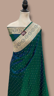 Pure Satan Silk Banarasi Handloom Saree - All over Motifs Work - The Handlooms