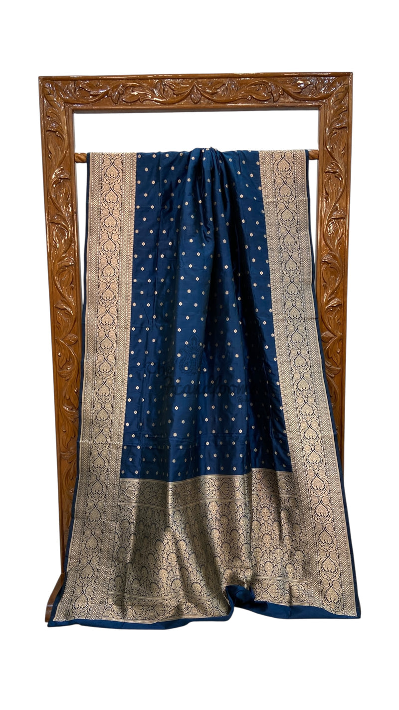 Pure Katan Silk Banarasi Handloom Saree - All Over Motifs - The Handlooms
