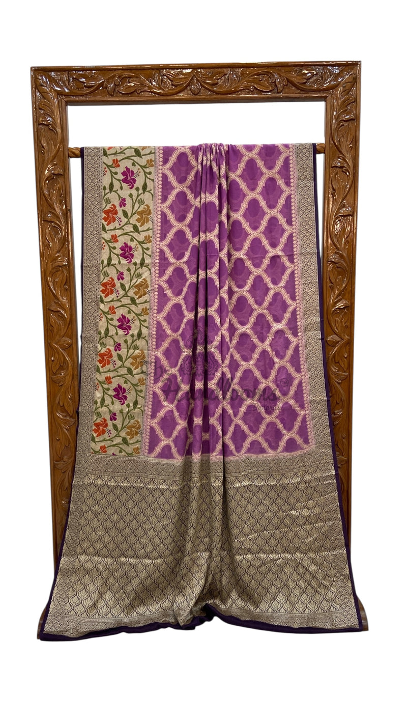 Pure Chiffon Khaddi Banarasi Saree - The Handlooms