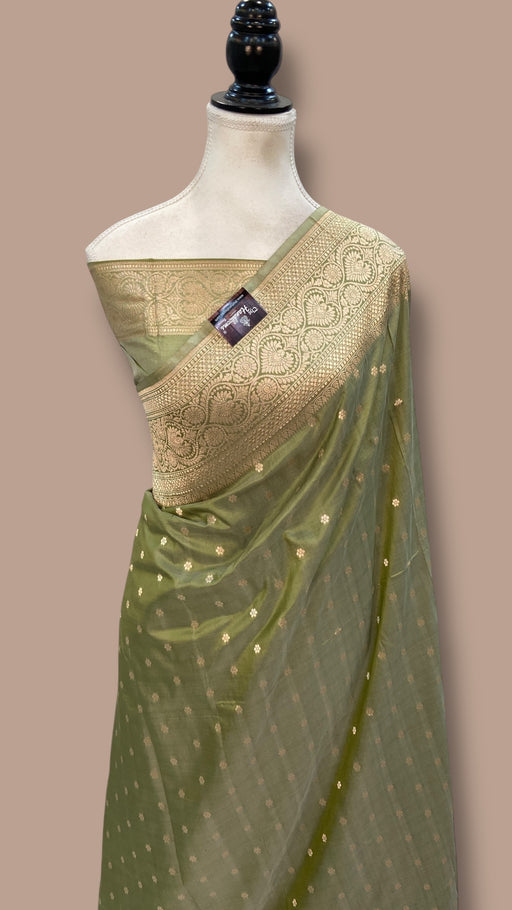 Pure Katan Silk Banarasi Handloom Saree - All Over Motifs - The Handlooms