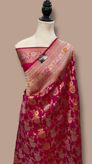 Pure Katan Silk Banarasi Handloom Saree - All over Jaal work With Meenakari - The Handlooms