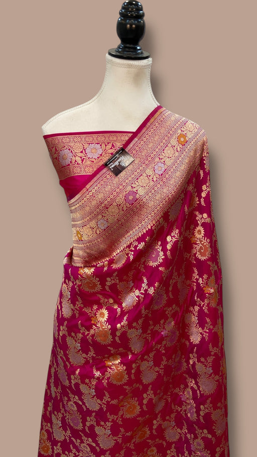Pure Katan Silk Banarasi Handloom Saree - All over Jaal work With Meenakari - The Handlooms