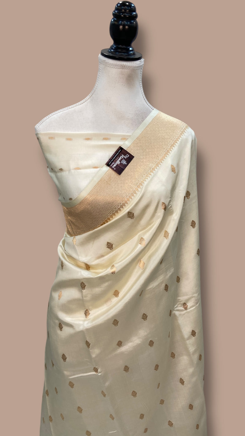 Pure Katan Silk Banarasi Handloom Saree - All over Kadua Motifs - The Handlooms