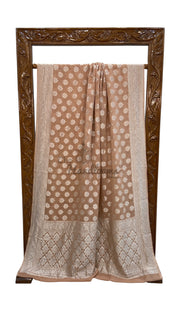 Pure Khaddi Georgette Banarasi Saree Silver Zari - The Handlooms