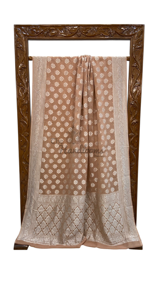 Pure Khaddi Georgette Banarasi Saree Silver Zari - The Handlooms