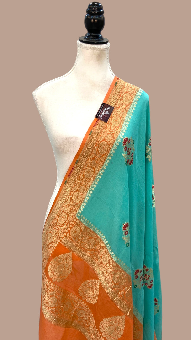 Pure Moonga Georgette Handloom Banarasi Dupatta - The Handlooms