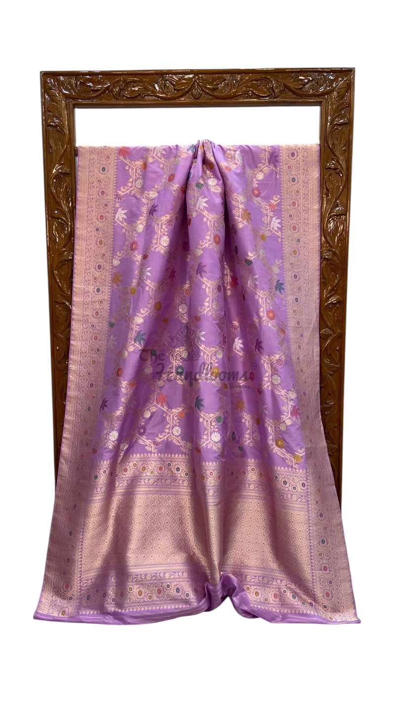 Ektara Pure Katan Silk Banarasi Handloom Saree - All Over Kadiyal Jaal Work - The Handlooms
