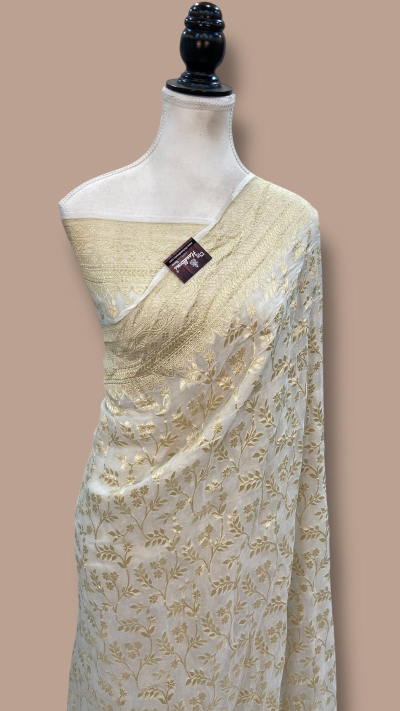 Khaddi Georgette Handloom Banarasi Saree - The Handlooms