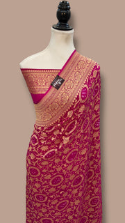 Pure Georgette Banarasi Bandhej Handloom Saree - The Handlooms