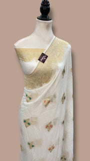 Khaddi Georgette Handloom Banarasi Saree - The Handlooms