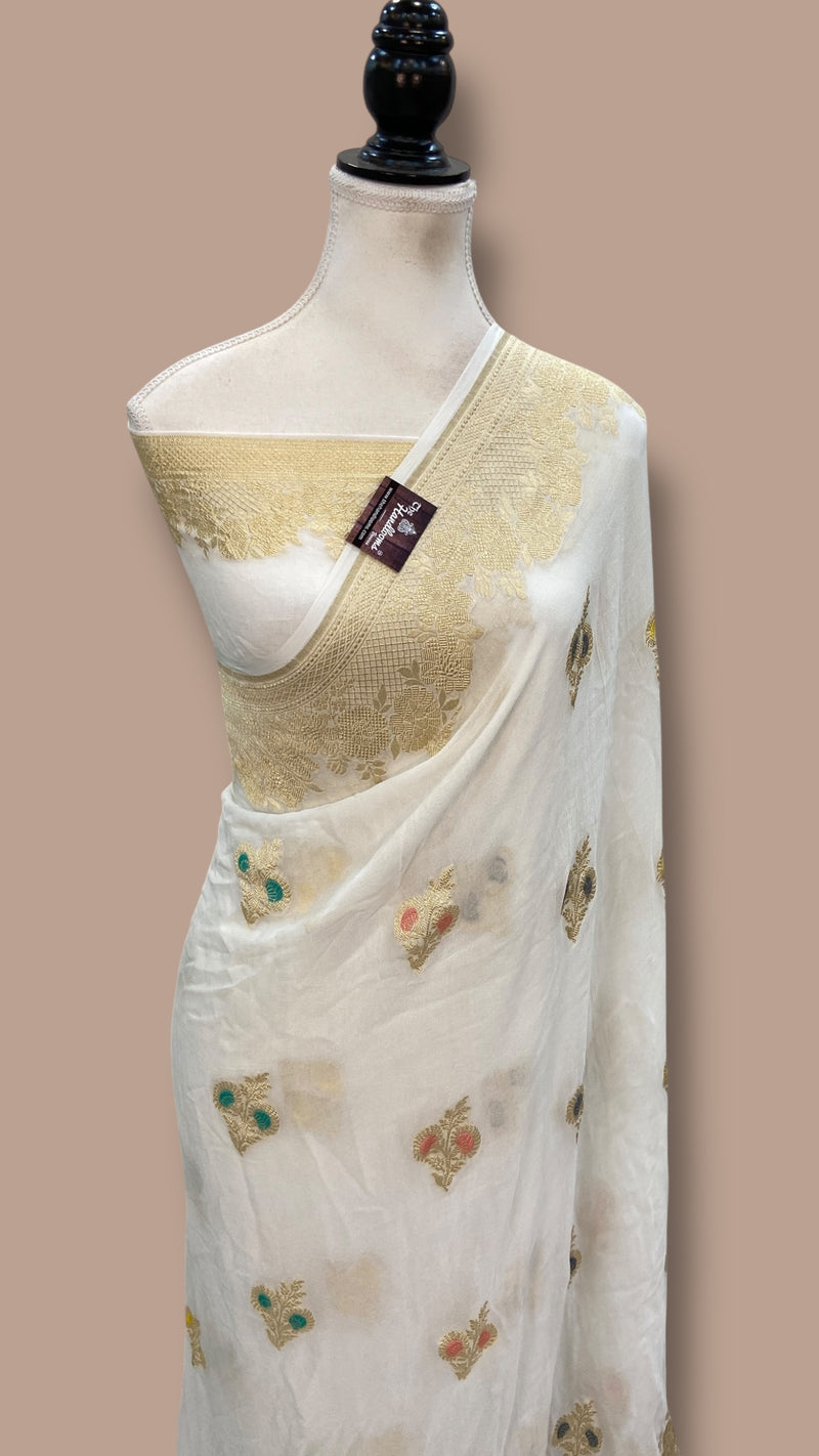 Khaddi Georgette Handloom Banarasi Saree - The Handlooms