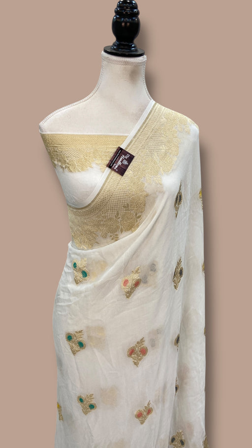 Khaddi Georgette Handloom Banarasi Saree - The Handlooms