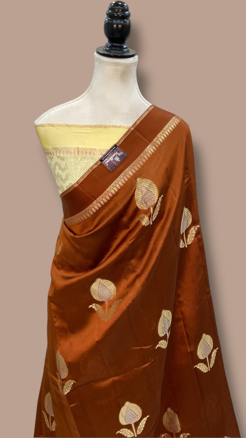 Pure Mango Silk Banarasi Handloom Saree - The Handlooms