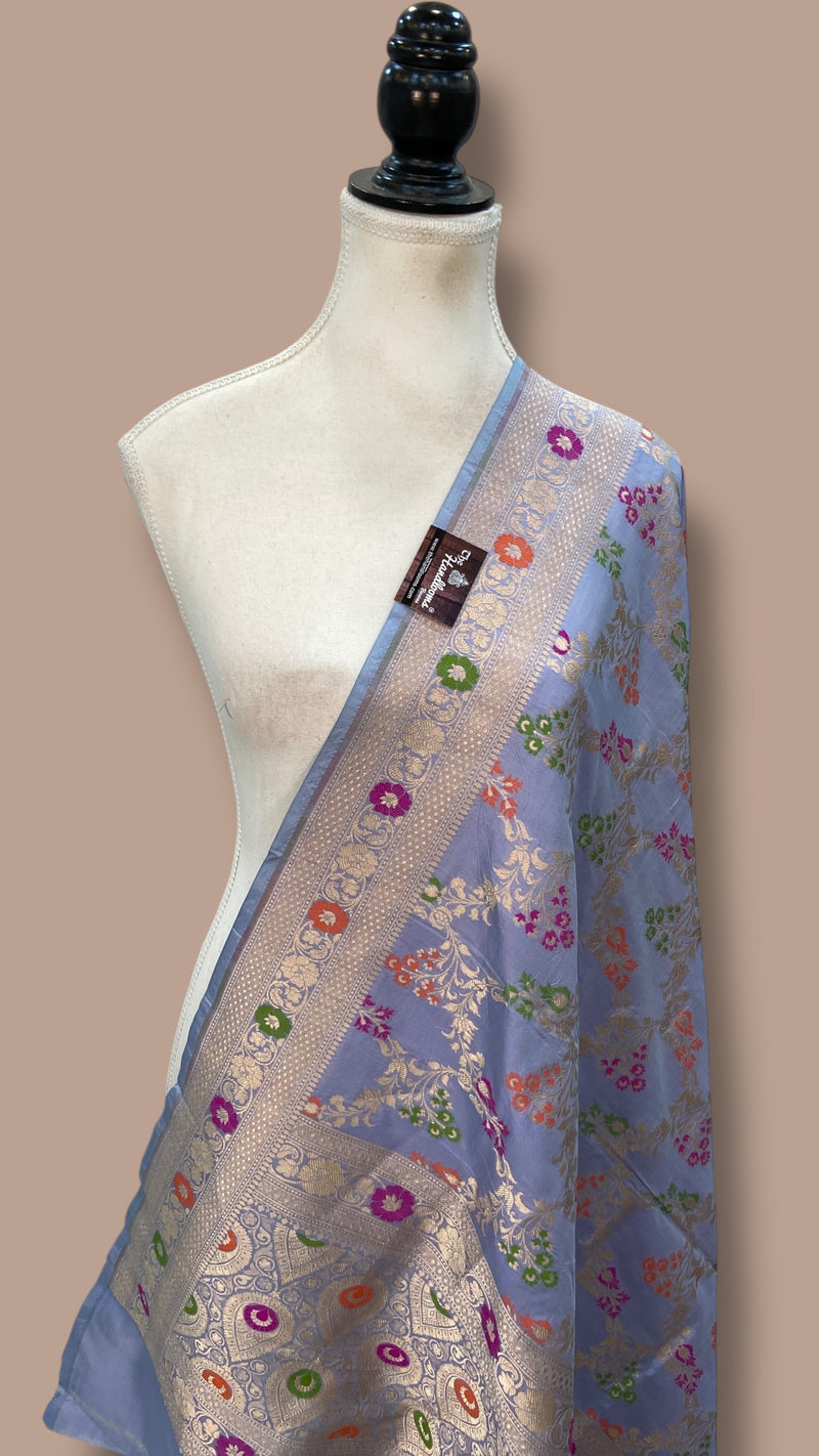Pure Katan Silk Handloom Banarasi Dupatta - Meenakari - The Handlooms
