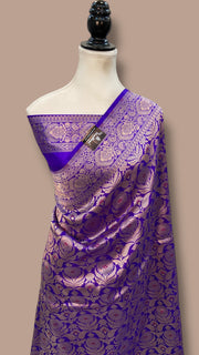 Regal Pure Katan Silk Banarasi Saree – Handwoven Tanchui Brocade with Meenakari Work - The Handlooms