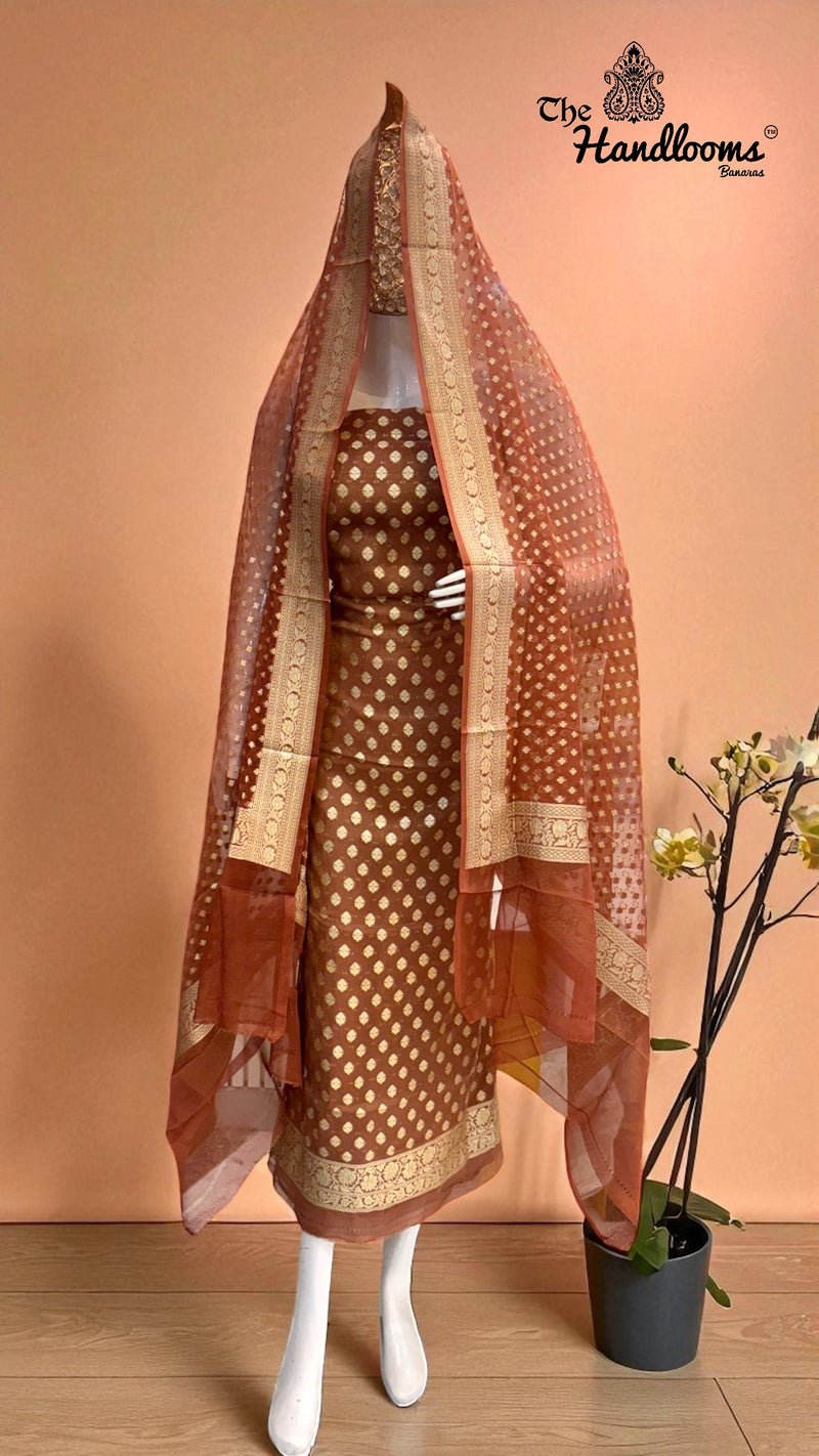 Tissue Khaddi Georgette Banarasi Dress material - The Handlooms