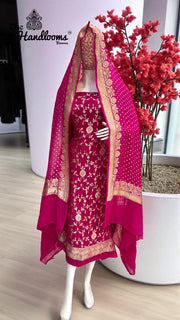 Khaddi Georgette Banarasi Dress material Water Zari - The Handlooms