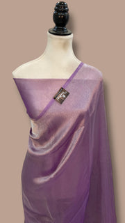 Lilac Pure Kora Handloom Banarasi Saree - Plain - The Handlooms