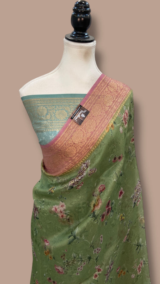 Pure Organza Handloom Banarasi Saree - Digital Print - The Handlooms