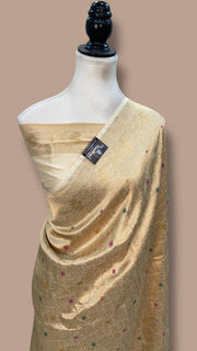 Regal Pure Katan Silk Banarasi Saree – Handwoven Tanchui Brocade with Meenakari Work - The Handlooms