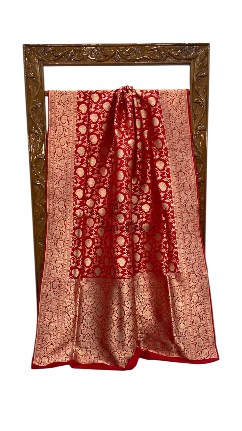 Pure Katan Silk Banarasi Handloom Saree - All Over Jaal Work - The Handlooms