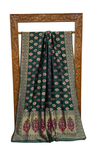 Pure Katan Jamdani Silk Handlooms Banarasi Saree - All Over Motifs - The Handlooms