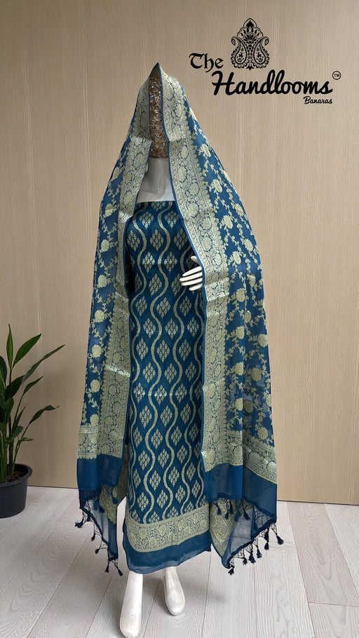 Pure Chiffon Khaddi Banarasi Dress material - The Handlooms