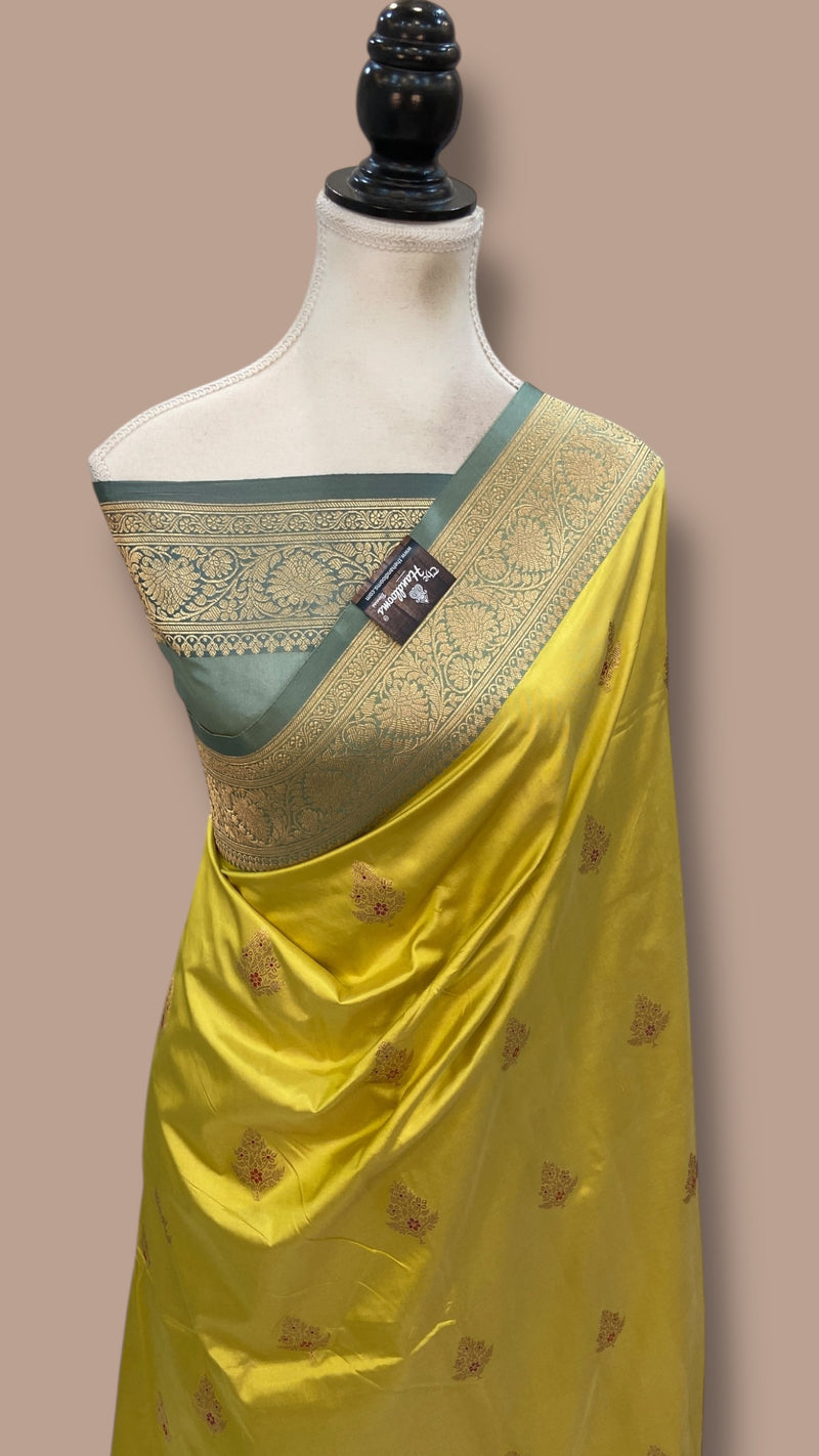 Pure Katan Silk Banarasi Handloom Saree - All Over Kadua Motifs - The Handlooms
