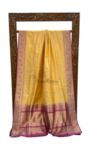 Pure Katan Silk Banarasi Handloom Saree - All Over Kadua Motifs - The Handlooms