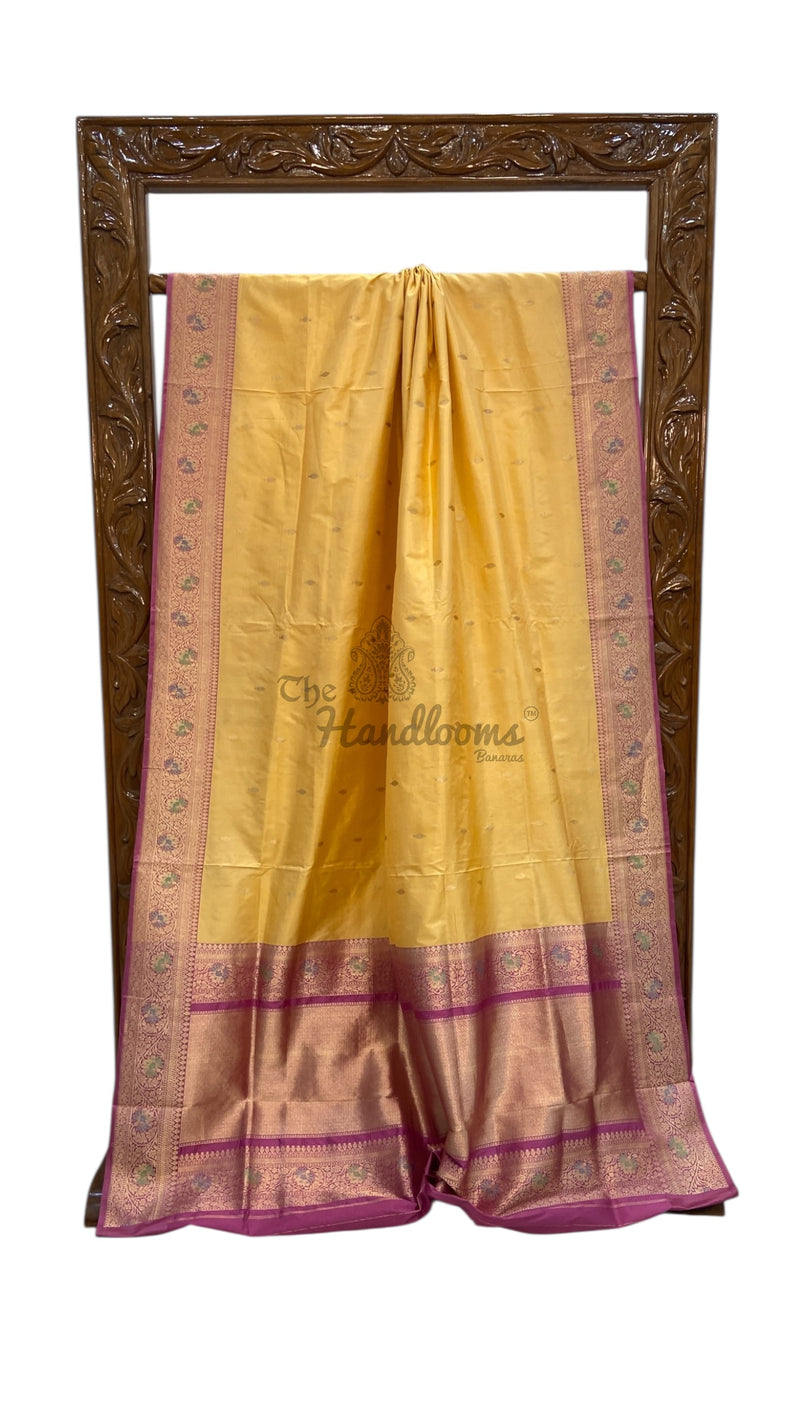 Pure Katan Silk Banarasi Handloom Saree - All Over Kadua Motifs - The Handlooms