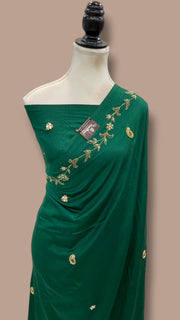 Pure Katan Chiniya Silk Handloom Banarasi Saree with Handwork - The Handlooms