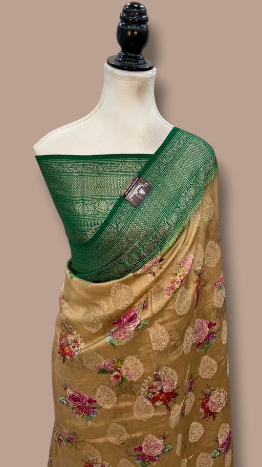 Pure Chiniya Silk Handloom Banarasi Saree Digital Print - The Handlooms