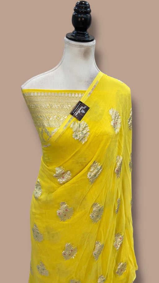 Pure Khaddi Georgette Banarasi Saree -  Water Zari - The Handlooms
