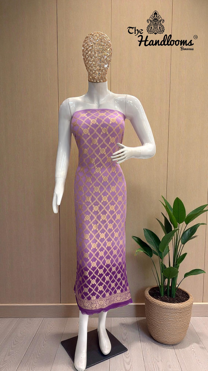 Khaddi Georgette Banarasi Dress material Water Zari - The Handlooms