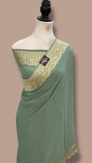 Khaddi Georgette Handloom Banarasi Saree - The Handlooms