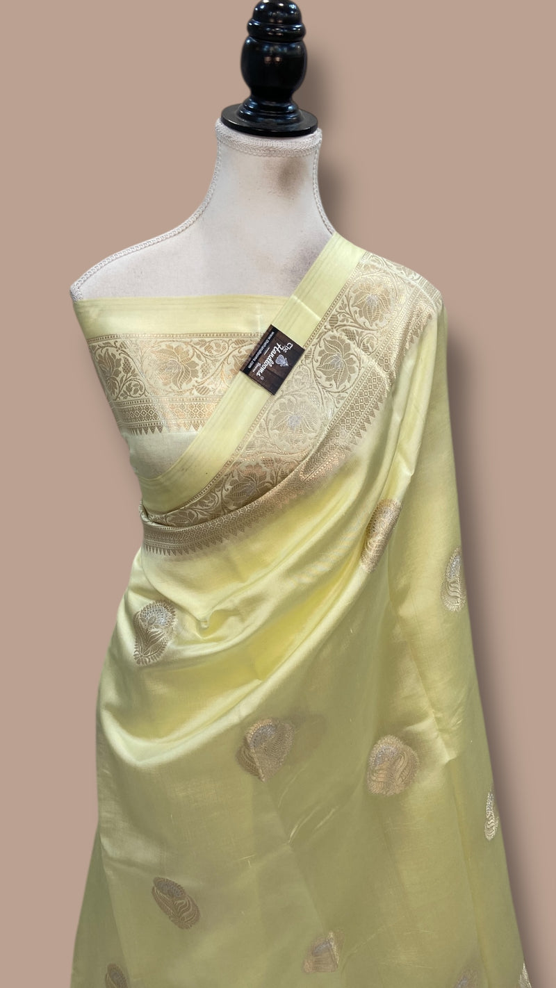 Pure Mango Silk Banarasi Handlokom Saree
