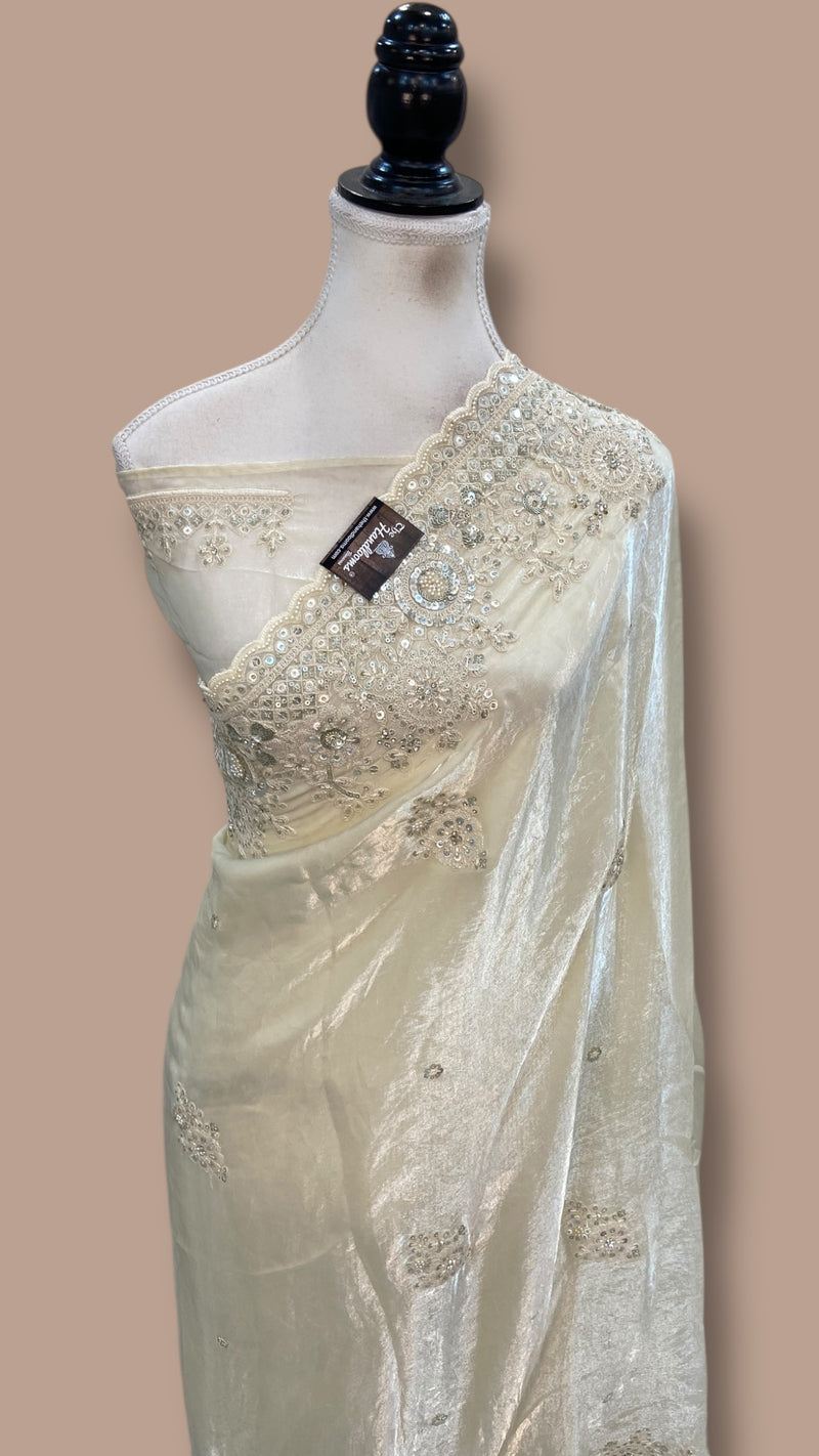 Tissue Silk Banarasi Saree With Handwork