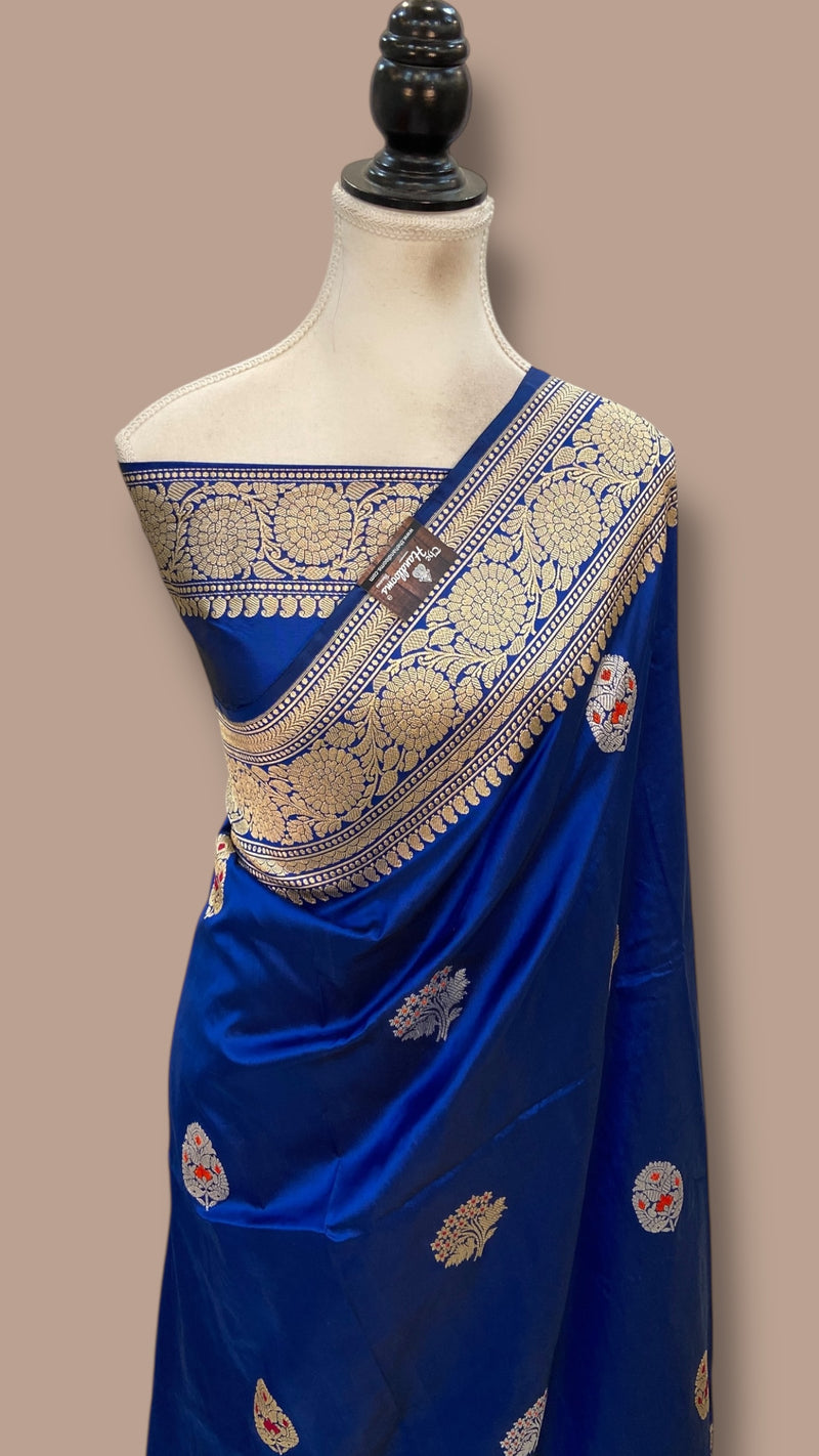 Pure Katan Silk Banarasi Handloom Saree - All Over Kadiyal Boota