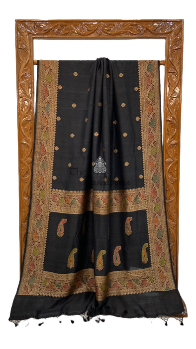 Tussar Georgette Handloom Banarasi Saree - Antique Zari